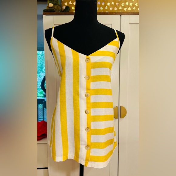 Joules Tops - Joules Linen Blend Camisole Blouse - Yellow & White